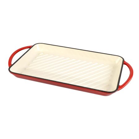 Öntöttvas grill tepsi piros 33x21,5x3,2cm