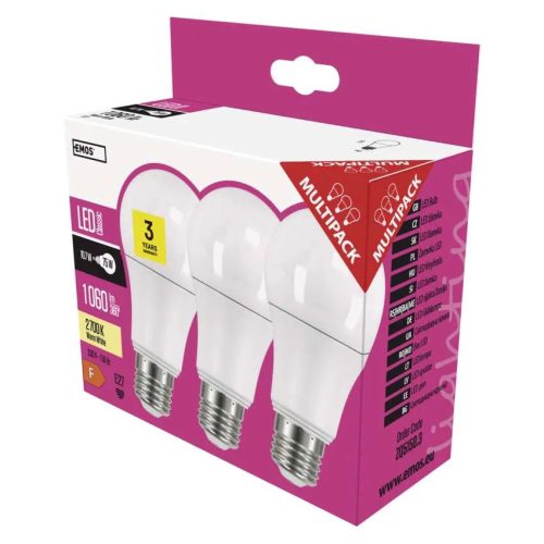 Izzó EMOS LED CLS A60 10,7W E27 WW 3db