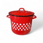 Piros pöttyös Fazék fedővel 15L